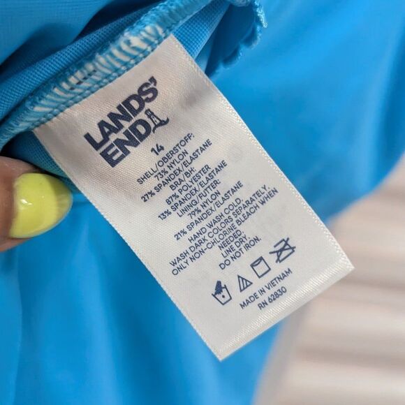 Lands' End Nwt Size 14 Blue One Piece Swimsuit - Picture 5 of 7